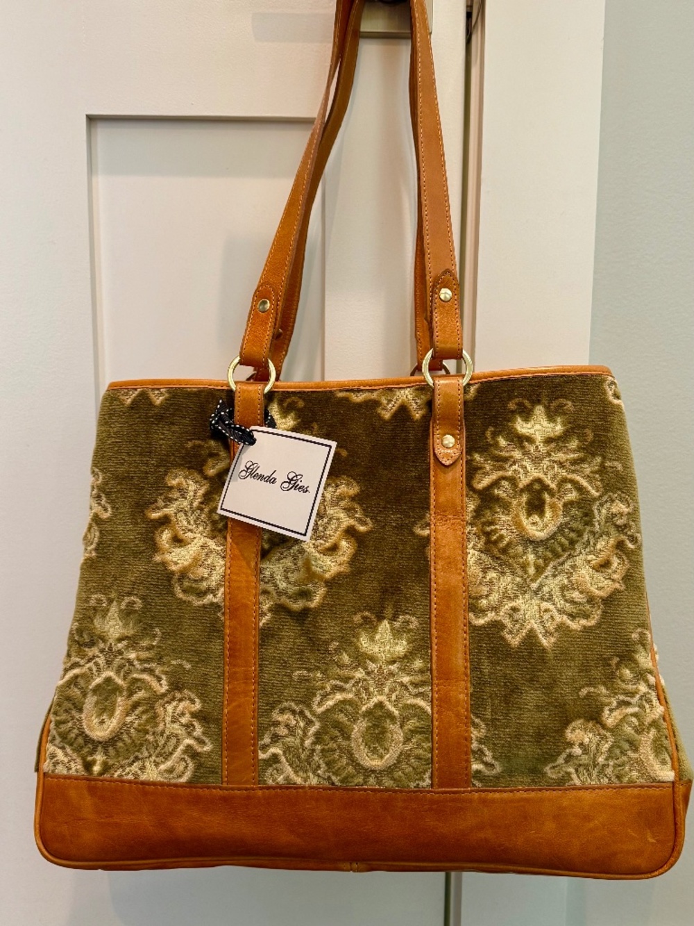 Glenda Gies Baby Eloise Handbag.  NEW!  Celadon Chenille Mosaic.-Retired.